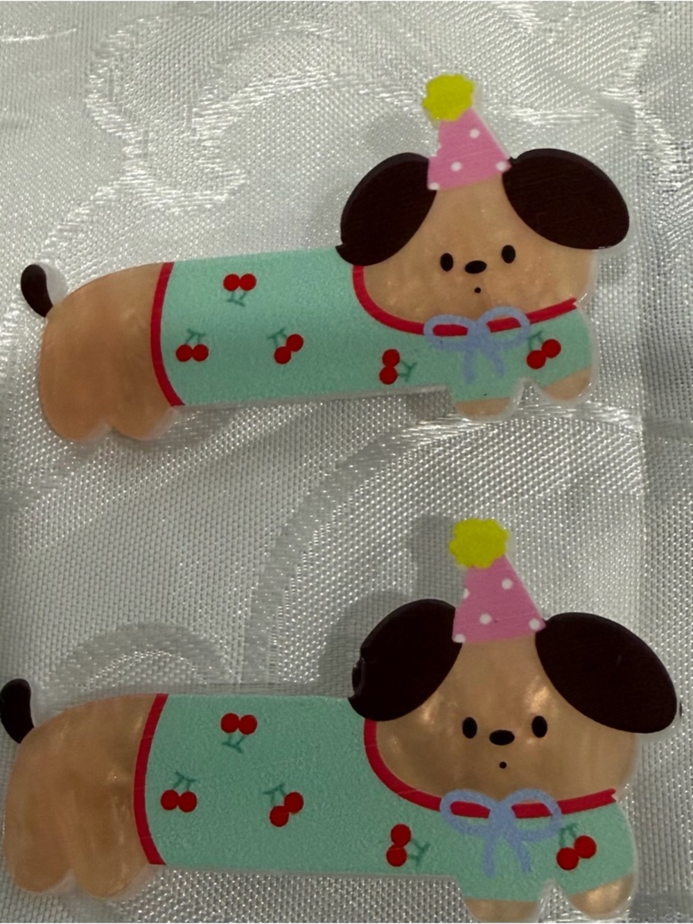 Boutique Shop Cute puppy partyMint Cherry Clip Set -New in Bag Acrylic